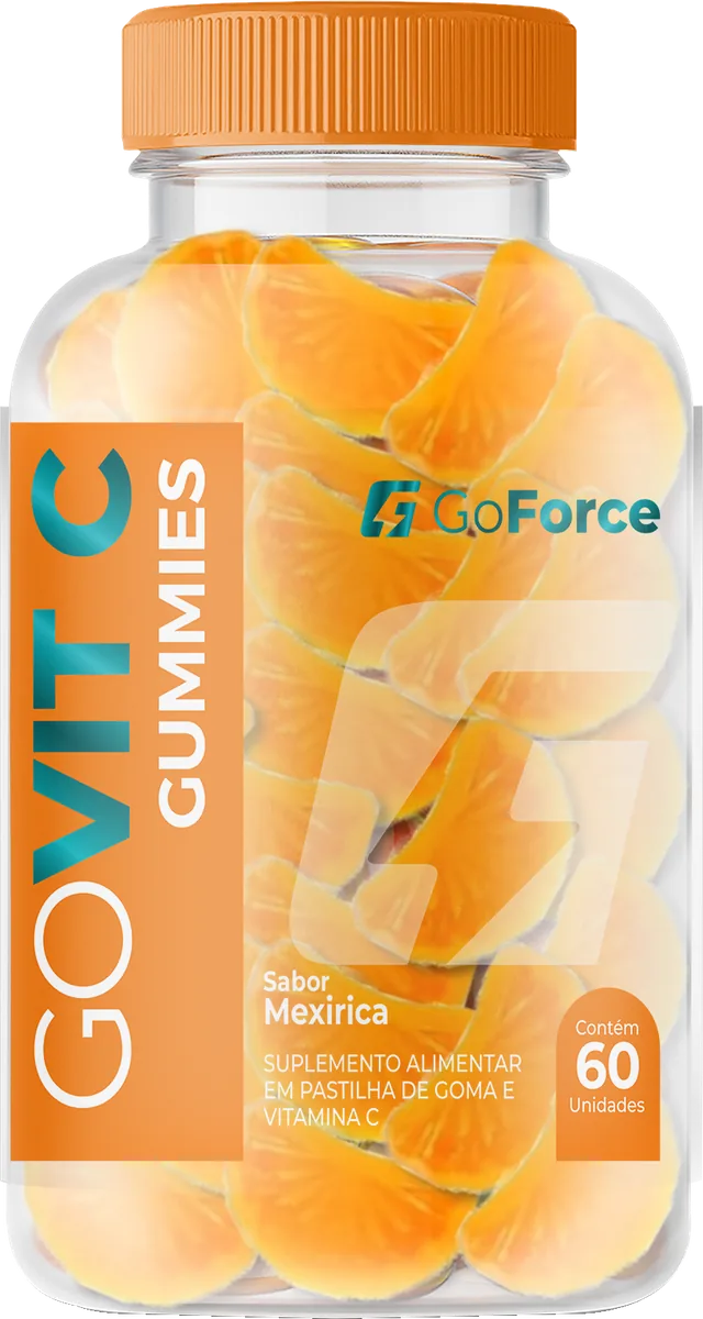 Pote de GoVit C Gummies sabor mexirica com 60 unidades