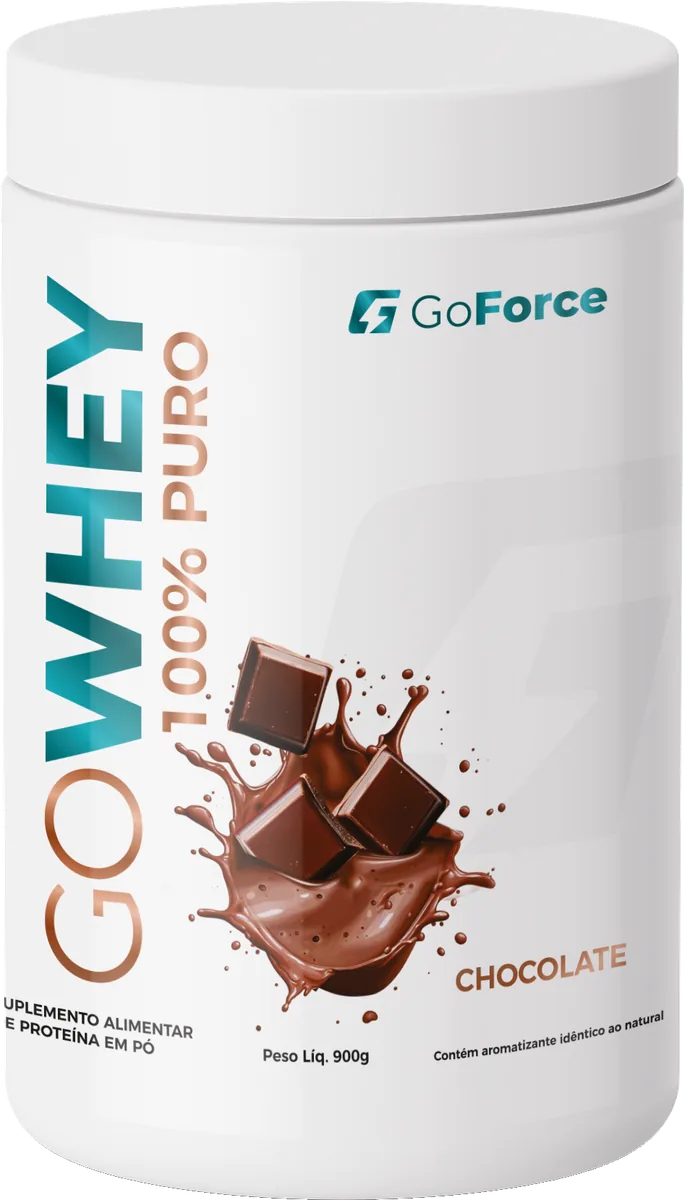 Pote de GoWhey 100% Puro sabor chocolate 900 g